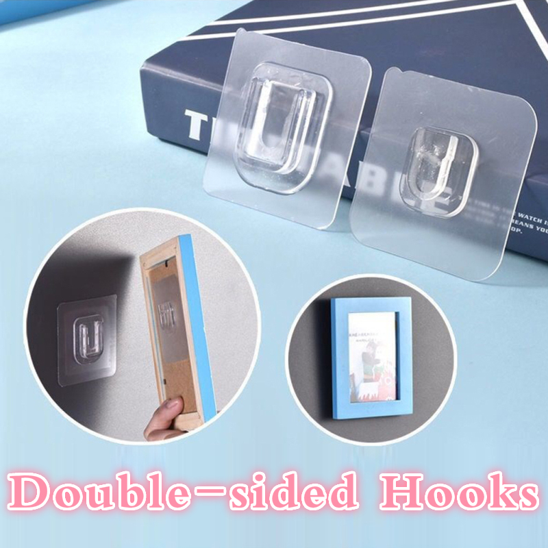 5pcs Double-Sided Adhesive Wall Hooks Hanger Transparent Hook Suction Cup Sucker 