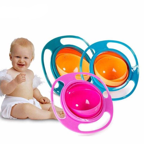 Universal Gyro Bowl Practical Design Children Rotary Balance Novelty Gyro Umbrella 360 Rotate Spill-Proof Solid Feeding Dishes ► Photo 1/5