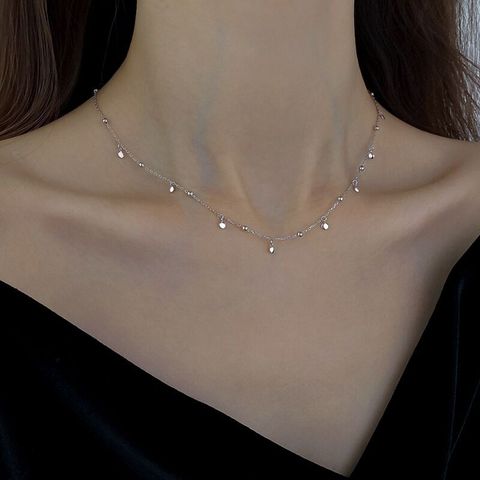 Real 925 Sterling Silver Geometric Round Choker Necklace For Fashion Women Minimalist Fine Jewelry Cute Accessories gift ► Photo 1/6
