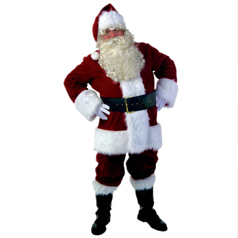 6/Pcs Mens Deluxe Red Velvet Christmas Costumes Santa Claus Suit ► Photo 1/2