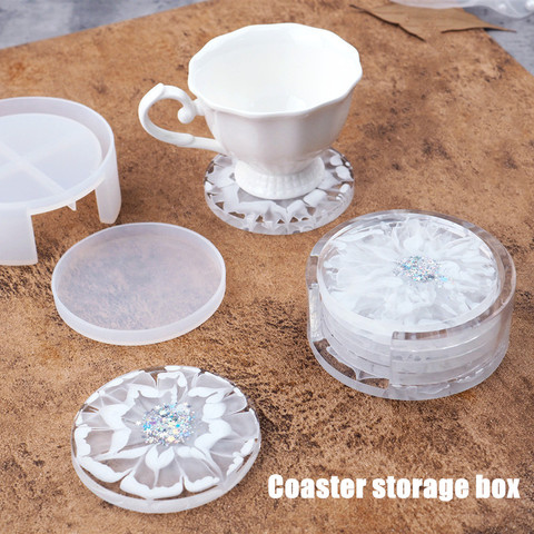 DIY Crystal Epoxy Resin Mold Coaster Round Coaster Box Storage Box Mirror Silicone Mold For Resin ► Photo 1/6
