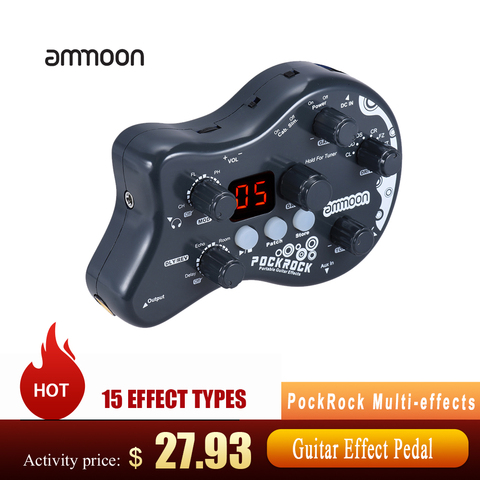ammoon PockRock Guitar Multi-effects Processor Effect Pedal Guitar Pedal 15 Effect Types 40 Drum Rhythms with Power Adapter Hot ► Photo 1/6