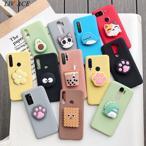 3D silicone cartoon phone holder case for huawei p40 pro p30 p20 lite pro p8 p9 p10 lite plus 2017 2016 cute stand covers ► Photo 1/6