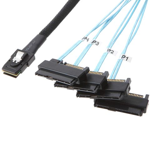 SFF-8087 To 4 SFF-8482 Internal Mini SAS SATA Cable 36pin 8087 to 29pin 8482 connector SAS Cabl with 15pin Power Port 12GB/S ► Photo 1/6