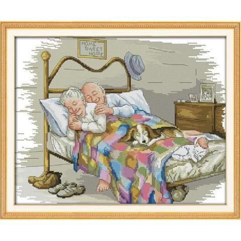 Joy Sunday The old married couple count cross stitch pattern kit 14CT 11CT precision canvas printing embroidery needlework set ► Photo 1/6