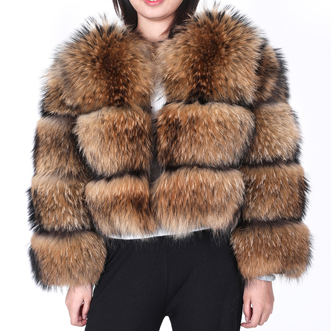 Winter Women  Real Fur Coat  Natural Fox Fur coat  Raccoon Real  fur Jacket furred  with Sleeves coats and jackets women 2022 ► Photo 1/6