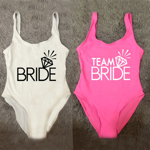 Bridal Party Swimsuit Women TEAM BRIDE One Piece Bathing Suit 2022 Sexy Bikini Beachwear Plus Size Swimwear monokini Bodysuit ► Photo 1/6