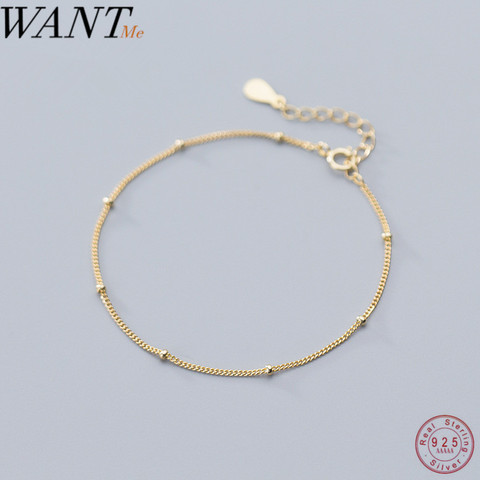 WANTME Fashion Minimalist Round Bead Link Chain Charm Bracelet&Bangle for Women Genuine 925 Sterling Silver Jewelry Gift 2022 ► Photo 1/6