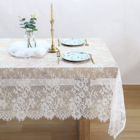 Fadesen new 150*300cm White Table Cloth Lace Decorative Hotel Wedding Party Dining Decorative Fabric Home Decor Lace Tablecloth ► Photo 1/6