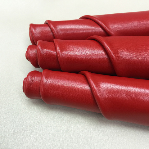 A grade red Genuine sheep skin real leather material for bag cloth glove material black grain leather craft soft real leather ► Photo 1/3