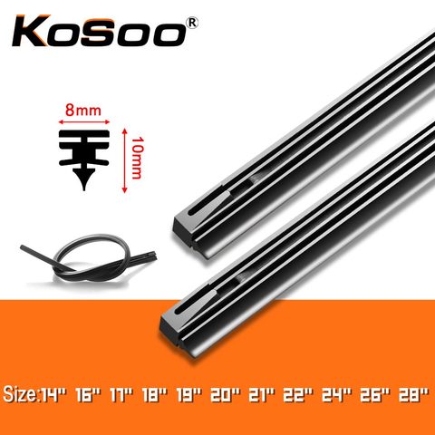 KOSOO 1PCS Car Wiper Blade Windscreen Natural Rubber Replacement Strip 8MM 14