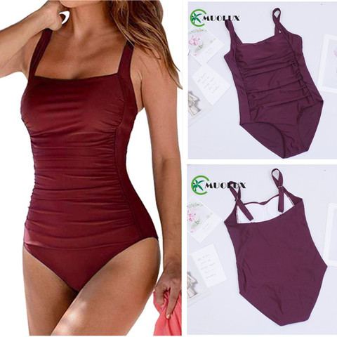 2022 New Vintage One Piece Swimsuit Women Swimwear Push Up Bathing Suit Ruched Tummy Control Monokini Retro Plus Size Beachwear ► Photo 1/6