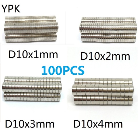 100PCS/LOT NdFeB Magnet 10*1 10*2 10*3 10*4 N35 Disc MAGNET 10x1 10x2 10x3 10x4 Round Speaker magnets ► Photo 1/5