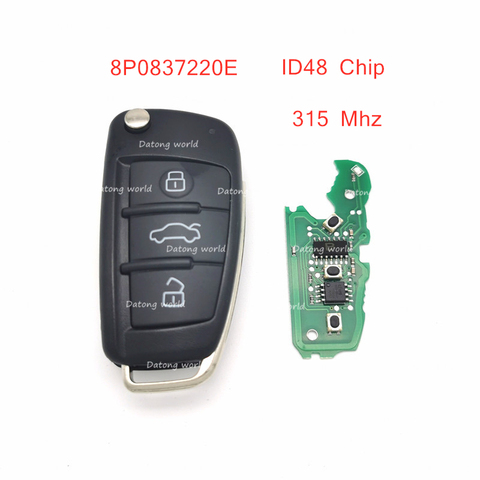 Datong World Car Remote Key For Audi A3 S3 TT A4 S4 2005-2013 PN 8P0837220E With 48 Chip 315 Mhz Auto Smart Control Key ► Photo 1/6