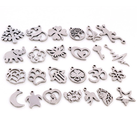 30pcs/lot No Fade Charms 316 Stainless Steel Butterfly tree heart Charms handmade Craft pendant Jewelry Making,DIY for necklace ► Photo 1/6