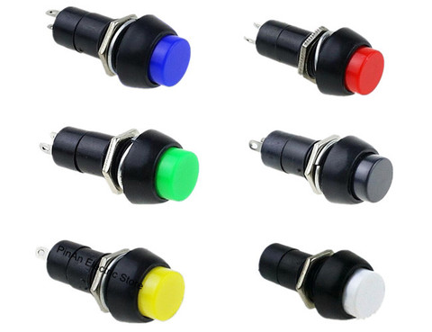 PBS-11A PBS-11B  12mm self-locking Plastic Push Button Switch Latching Switchs 3A 250V AC 2PIN 6Color ► Photo 1/6