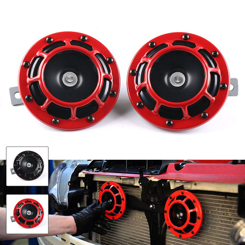 2PCS Red/Black Car Horn Super Loud Electric Tone Air Horn Kit 12V 115DB Horn for Motorcycle Car ► Photo 1/6