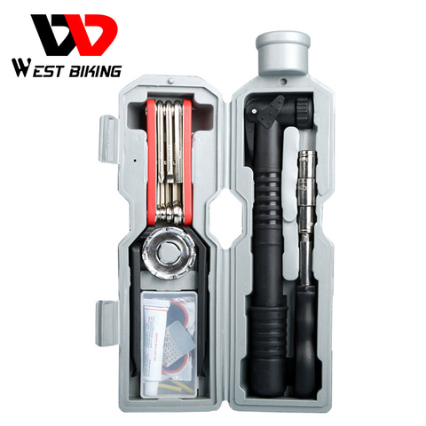 WEST BIKING Bicycle Repair Tools Kit Capsule Box Multi Folding Spoke Wrench MTB Bike Cycling Tire Repair Bottle Cage Tool Set ► Photo 1/6