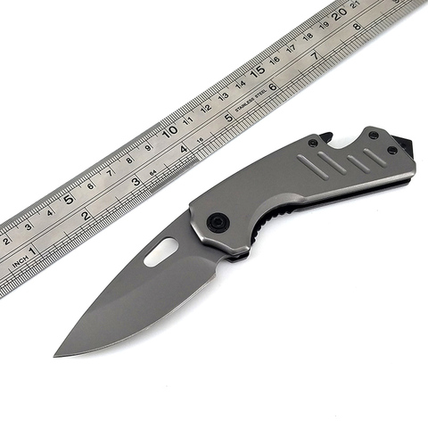 Free shipping Folding Knife a sharp 440C Steel Small Pocket Knife Grey titanium handle Outdoors Survival Knife EDC Tool ► Photo 1/1