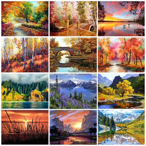 GATYZTORY DIY Painting By Numbers HandPainted Oil Painting Landscape Picture Paint Drawing On Canvas Home Decoration Unique Gift ► Photo 1/6