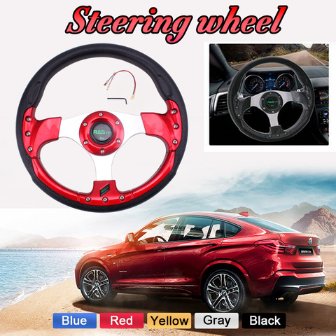 RASTP-Universal 13 inch PU Auto Racing Steering wheels Drifting Sport Steering Wheel 6 Blots RS-STW018-TP ► Photo 1/6