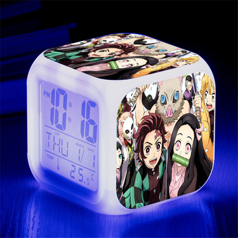 Anime Demon Slayer Kimetsu No Yaiba Kamado Tanjirou Kamado Nezuko Digital Alarm Clocks Figure Light Up Toy Despertador Doll Gift ► Photo 1/6