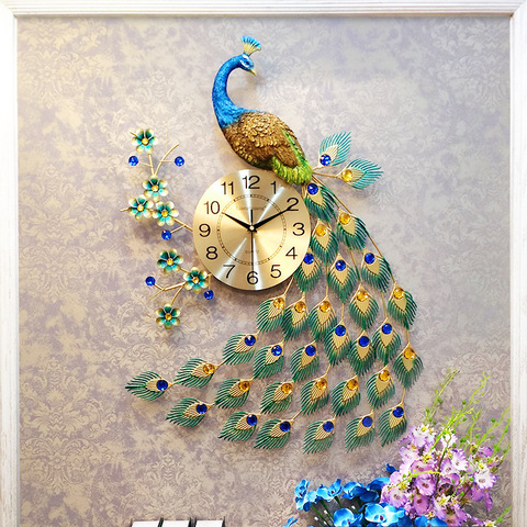 Peacock clock wall clock living room creative fashion clock simple atmosphere wall charts household mute quartz clock ZM1106 ► Photo 1/5