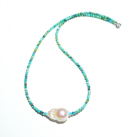 Lii Ji Unique Choker Necklace Real Turquoise Baroque Pearl Bohemian Necklace 925 Sterling Silver Women Jewelry Nice Gift ► Photo 1/6