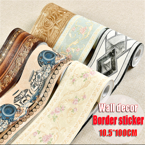 10.5x100cm CONTINUOUS SIZE Size Self Adhesive Wall Skirting Border Sticker Waterproof Wallpaper Floral Vintage Home Decor ► Photo 1/3