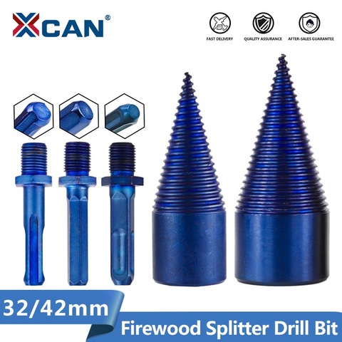 XCAN Firewood Splitter Drill Bit Nano Blue Coating HSS Firewood Splitter Chopper For Wood 32-42mm Cone Drill Bit ► Photo 1/6