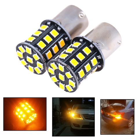 2pcs BAU15S 7507 PY21W 1156PY High Power Amber Yellow 33 SMD 2835 LED Bulb For Front Turn Signal Lights Direction Indicator Lamp ► Photo 1/6