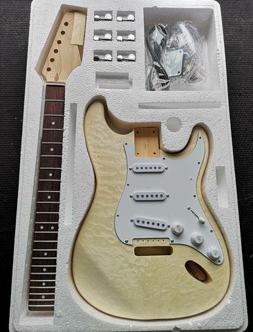 1 set Best New DIY Guitar basswood water ripple veneer Body Unfinished Electric Guitar Kit all hardware ► Photo 1/5