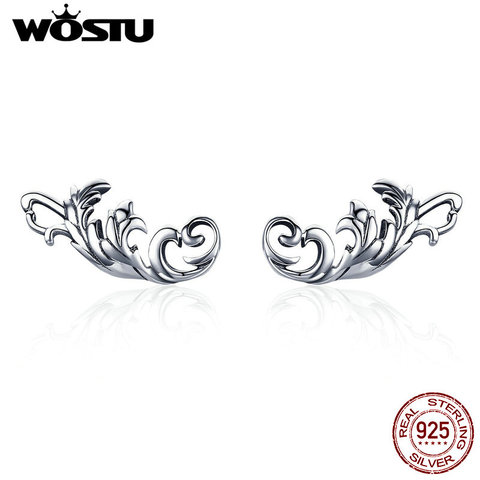 WOSTU Classic 925 Sterling Silver Retro European Flower Stud Earrings Geometric Small Earrings For Women 925 Fine Jewelry CQE580 ► Photo 1/6