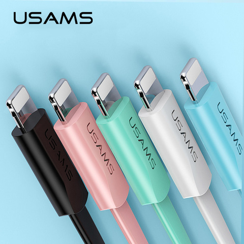 USAMS Flat USB Cable for iPhone 6 cable 2A light Cable for iPhone X XS 8 7 6s 5s se 2m mobile phone cable for iPad cord charging ► Photo 1/6