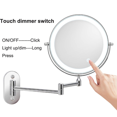 Wall Mounted Bathroom Mirror Led Makeup Mirror 10X Magnification Adjustable Cosmetic Mirror Wall Mirrors Touch Dimming Mirrors ► Photo 1/6