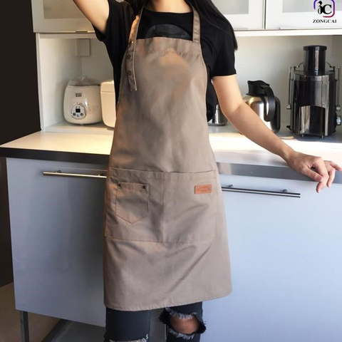 1 pcs Waterproof apron woman's solid color cooking men chef waiter cafe shop barbecue barber bib kitchen accessories ► Photo 1/6