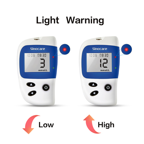 medical devices Sinocare Safe-Accu2 mg/dL mmol/L Blood Glucose Meter Diabetes Tester Kit Test Strips Lancets Blood Sugar Monitor ► Photo 1/6