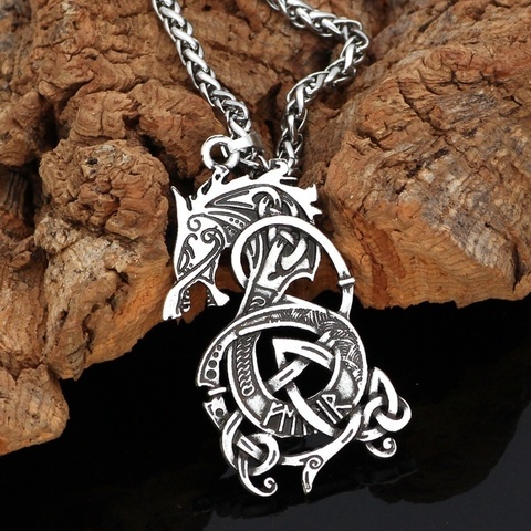 2022 New Fashion Men's Stainless Steel Hanging Necklace Retro Viking Dragon Pendant Necklace Jewelry ► Photo 1/6