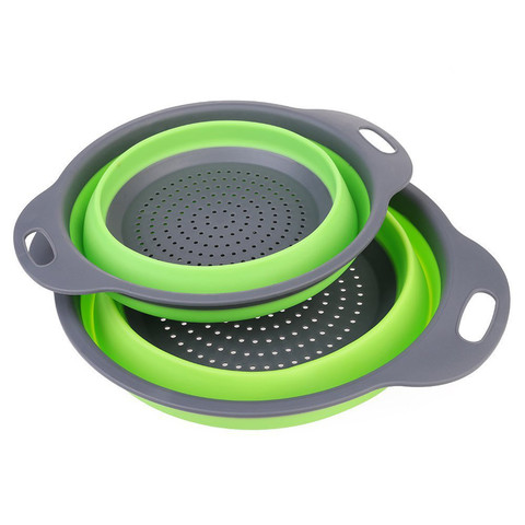 Foldable Silicone Colander Fruit Vegetable Washing Basket Strainer Strainer Collapsible Drainer With Handle Kitchen Tools ► Photo 1/6
