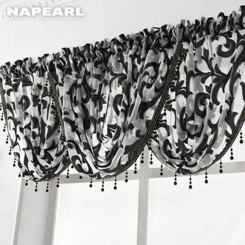 NAPEARL Beaded Waterfall Valance European Luxury Curtain Sheer Fabrics Window Decoration Treatment Transparent Jacquard ► Photo 1/6
