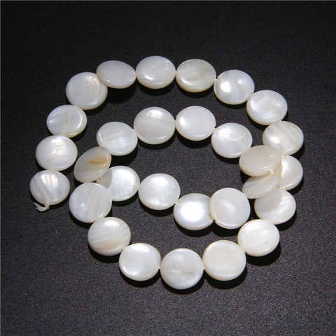 Round Natural Mother of Pearl Shell Beads Coin Freshwater Shell Beads For Jewelry Bracelet Necklace Earrings Making DIY 14.5‘’ ► Photo 1/6