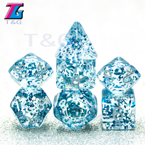 Glitter Polyhedral Dice Dnd Rpg TRPG 7pc/lot Transparent Glitter Digital Dice Set D4,6,8,10,10%,12,20 for Board Game Multi-sided ► Photo 1/6