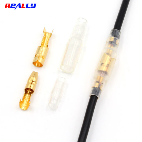 100Pcs/lot 4.0mm Female and Male Bullet Terminals Connector Gold Brass/Silver Wire Connector with Insulating Sleeves for Car ► Photo 1/6