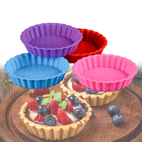 1pcs Round Silicone Cake Mold Non-Stick Tart Quiche Flan Pan Mold Pizza Baking Tray Fruit Pie Egg Tarts Mold Bakeware Pan Baking ► Photo 1/6