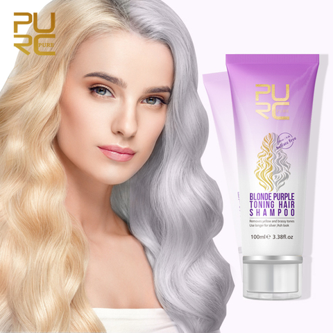 PURC No Yellow Blonde Hair Shampoo Anti Brass Off Purple Shampoo Ulta Beauty Care Shiny Hair Color Dyed Treatment 100ml ► Photo 1/6