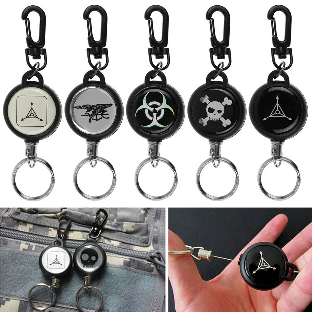 Reel recoil keyring retract name tag rope cord office clip key chain ...