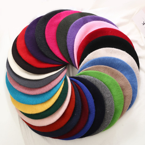 Lady spring Winter Berets Hat Painter style hat Women Wool Vintage Berets Solid Color Caps Female Bonnet Warm Walking Cap ► Photo 1/6