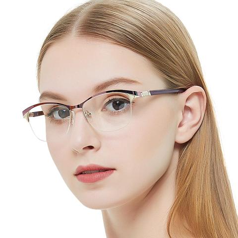 Metal Glasses Frame Women Vintage Eyeglasses Frames Prescription Eyewear Stylish Spring Hinges Optical Spectacle Eye OCCI CHIARI ► Photo 1/6