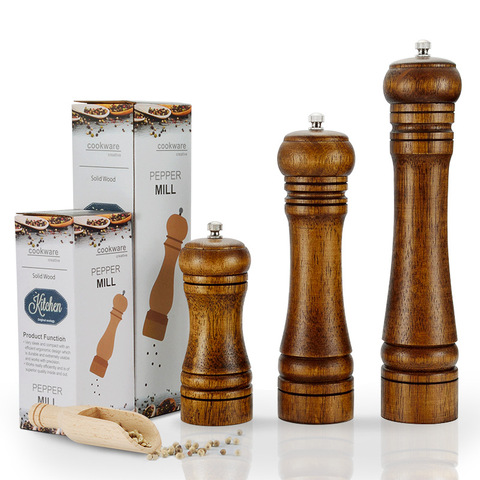 Manual Salt Pepper Grinder Oak Wood Pepper Mill Spice Salt Grinder Mill Tools ► Photo 1/4