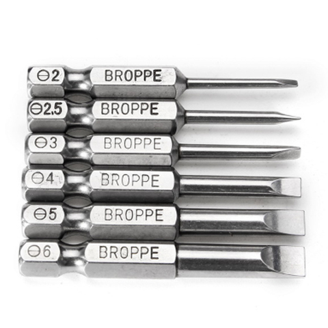 WENXING 6pcs /set 50mm 2 - 6mm Magnetic Flat Head Slotted Tip Screwdrivers Bits S2 Alloy Steel Hand Tools Screwdriver Drill Bit ► Photo 1/6